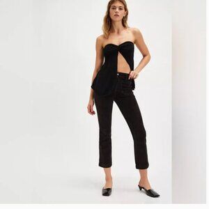 NWOT Free People High Time Velvet Kick Flare Pants in Black size 12